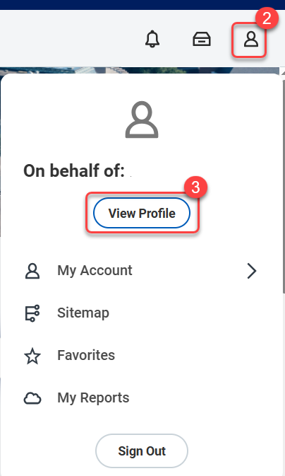 Select the Profile photo or icon, then select the View Profile button.