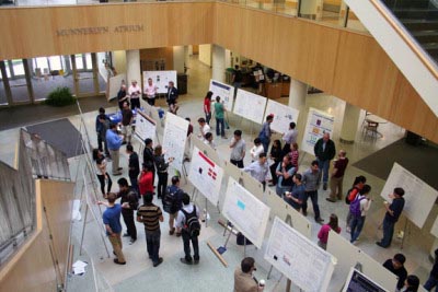 overhead view of poster session