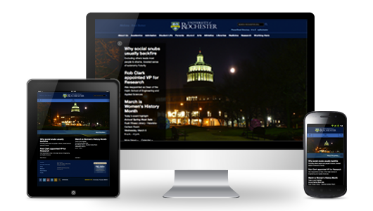 University homepage on 3 devices