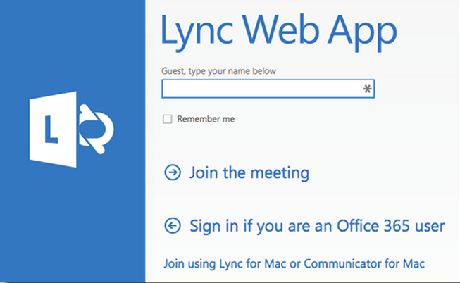 lync web app screenshot