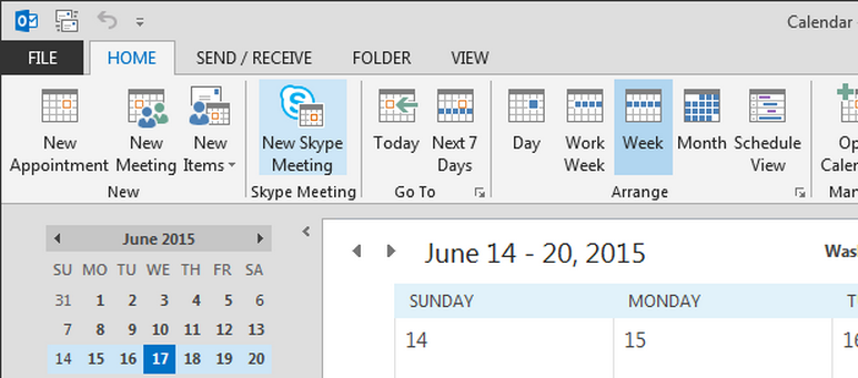 skype on outlook screenshot