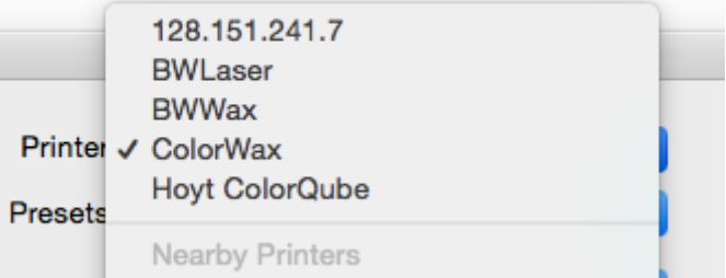 printer options screenshot