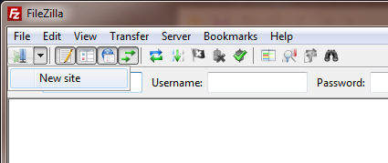 FileZilla menu screenshot