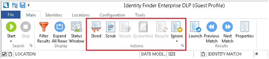 identity finder option screenshot