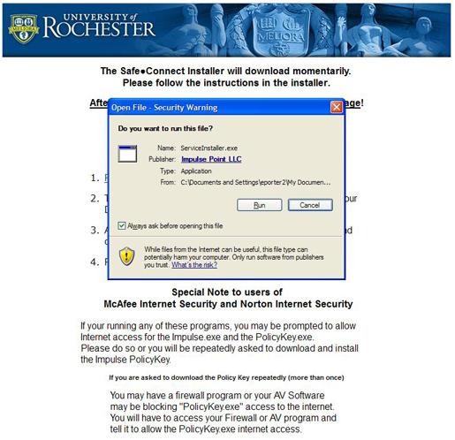 Network registration policy key screen