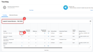 Within the Launch Course Rosters section, select the blue linked number under the Registered column.