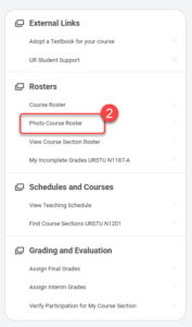 Select Photo Course Roster under the Rosters section of the right hand menu.