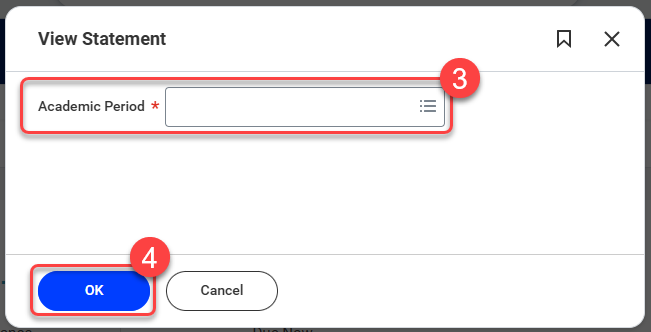 3-Select the relevant Academic Period. 4-Click OK.