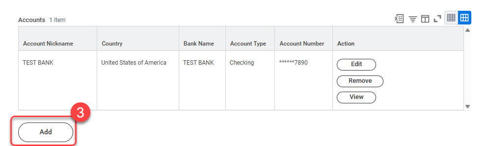 Select the button for Additional Bank Accounts