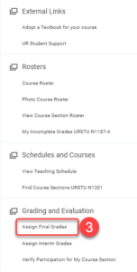 Select Assign Final Grades from the menu on far right.