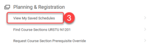 View My Courses button in the Planning and Registration section.