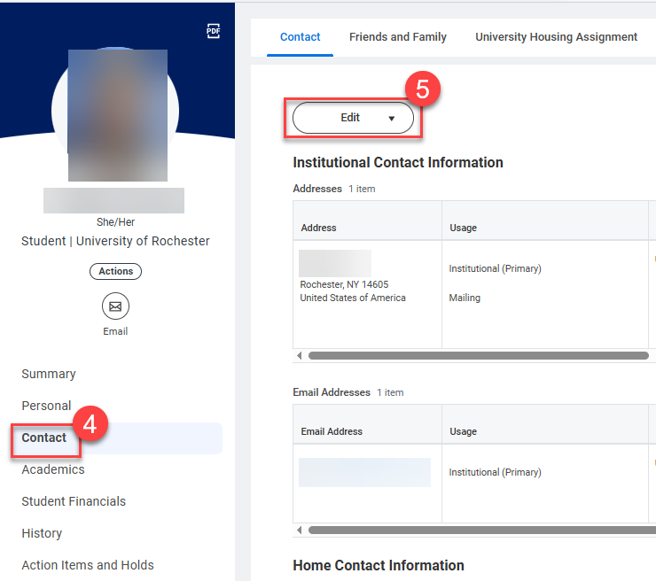 Select Contact on left navigation menu, then select the Edit button to add an email.