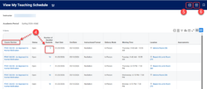 View Course Section details, drill into rosters, or export Excel or PDF.
