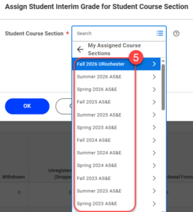 Select the academic term for grading.