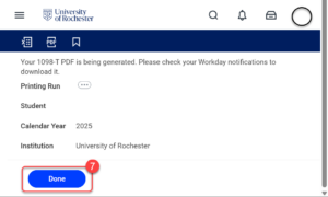 7. Click 'Done' to generate the 1098-T. Note this may take time and a browser refresh.
