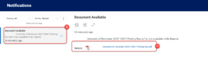 9. Select the appropriate Document Available notification. 10. Then click the PDF hyperlink to continue.