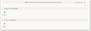 Screen image of Azure virtual desktop.