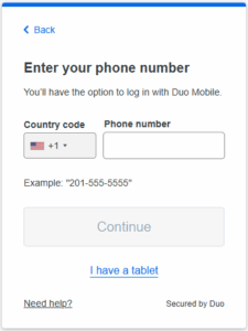 Duo enter phone number