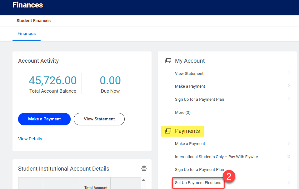 Click the Set Up Payment Elections link to begin
