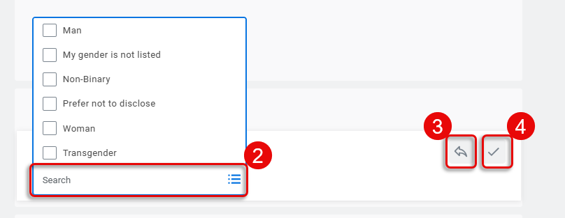 Select the Gender search field and choose the desired option.