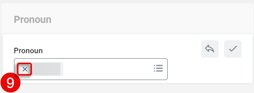 Select the X icon to remove a selection.