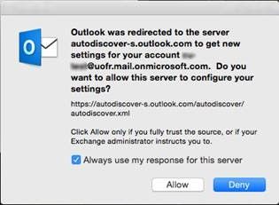 Outlook for Mac Allow button